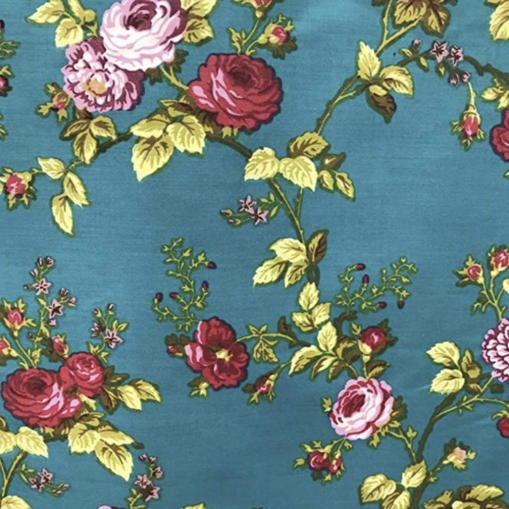 Floral Rose Poly Cotton Fabric, 5 Yds, All Colors